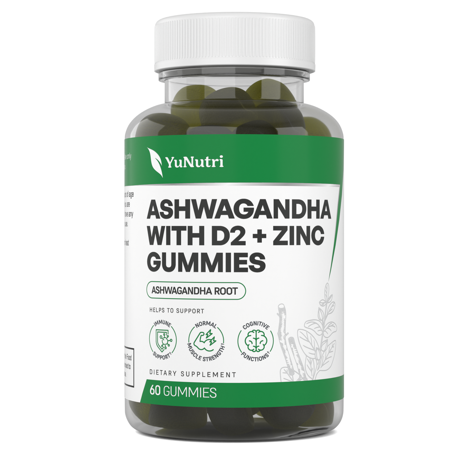 Yu Nutri Ashwagandha with Vitamin D2 and Zinc Gummies for Stress Relief, Immune Support, and Mood Enhancement Ashwagandha gummies for anxiety for weight loss brain fog adaptogens mushrooms deep sleep melatonin sea moss fat burner