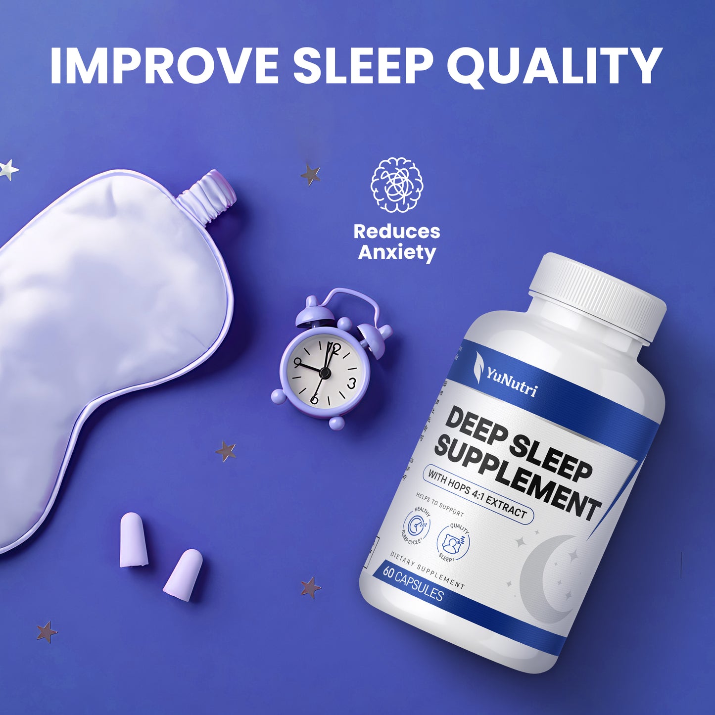 Yu Nutri Deep Sleep Support Natural Sleep Aid Supplement for Men and Women to Improve Sleep Quality